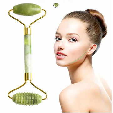 Double Head Jade Roller & Guasha Facial Massage Set.